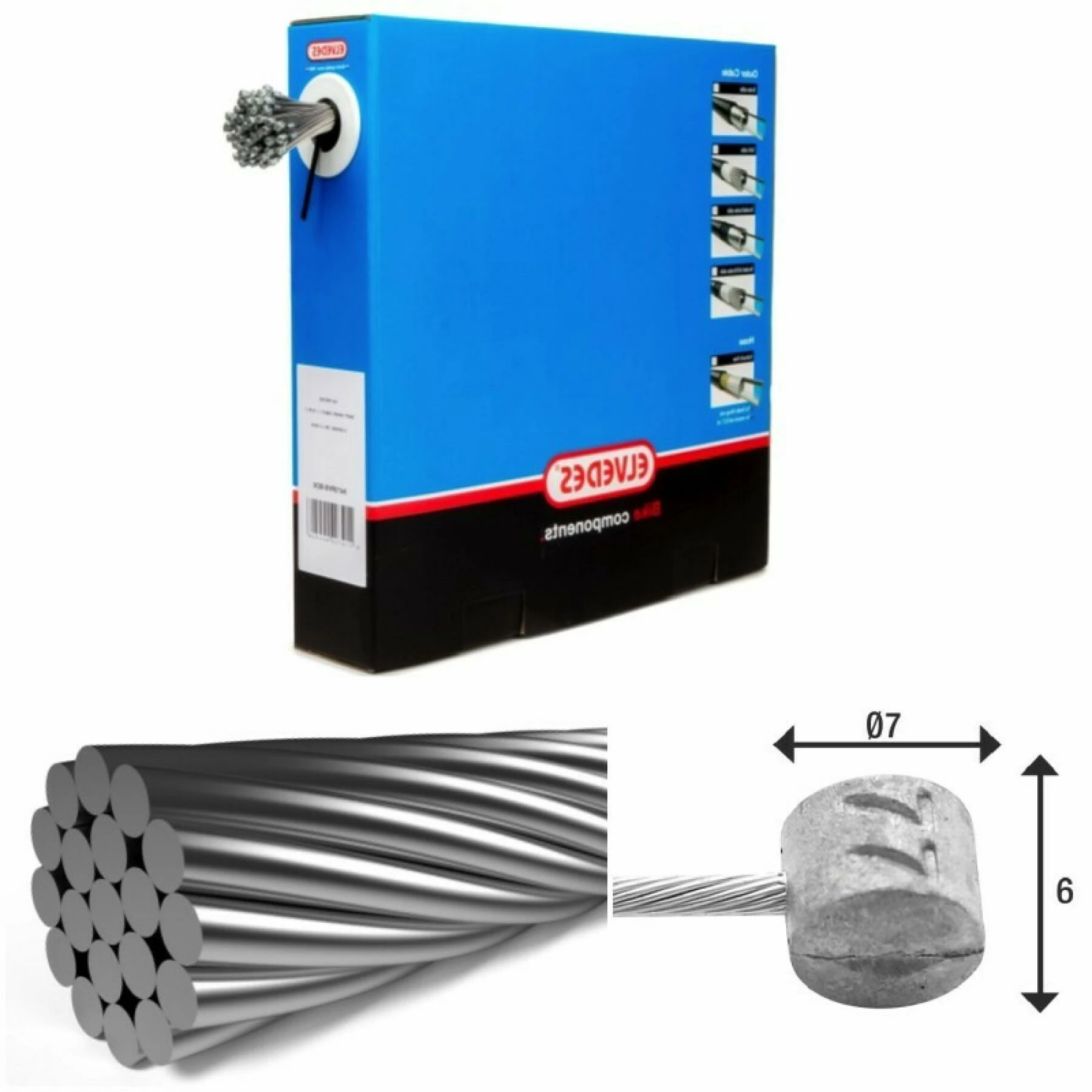 Lot De 50 Câbles De Freins 1x19 Fils Inox Ø1,5mm Tête En T Ø7x6 Elvedes 3 Lot De 50 Câbles De Freins 1x19 Fils Inox Ø1,5mm Tête En T Ø7x6 Elvedes