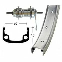 Roue Arriére Rétropedalage Wiener Winora 36Tr.107
